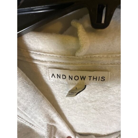 And Now This Mens Fleece Pullover Hoodie, Oatmeal, Size L, NWT - Picture 3 of 5